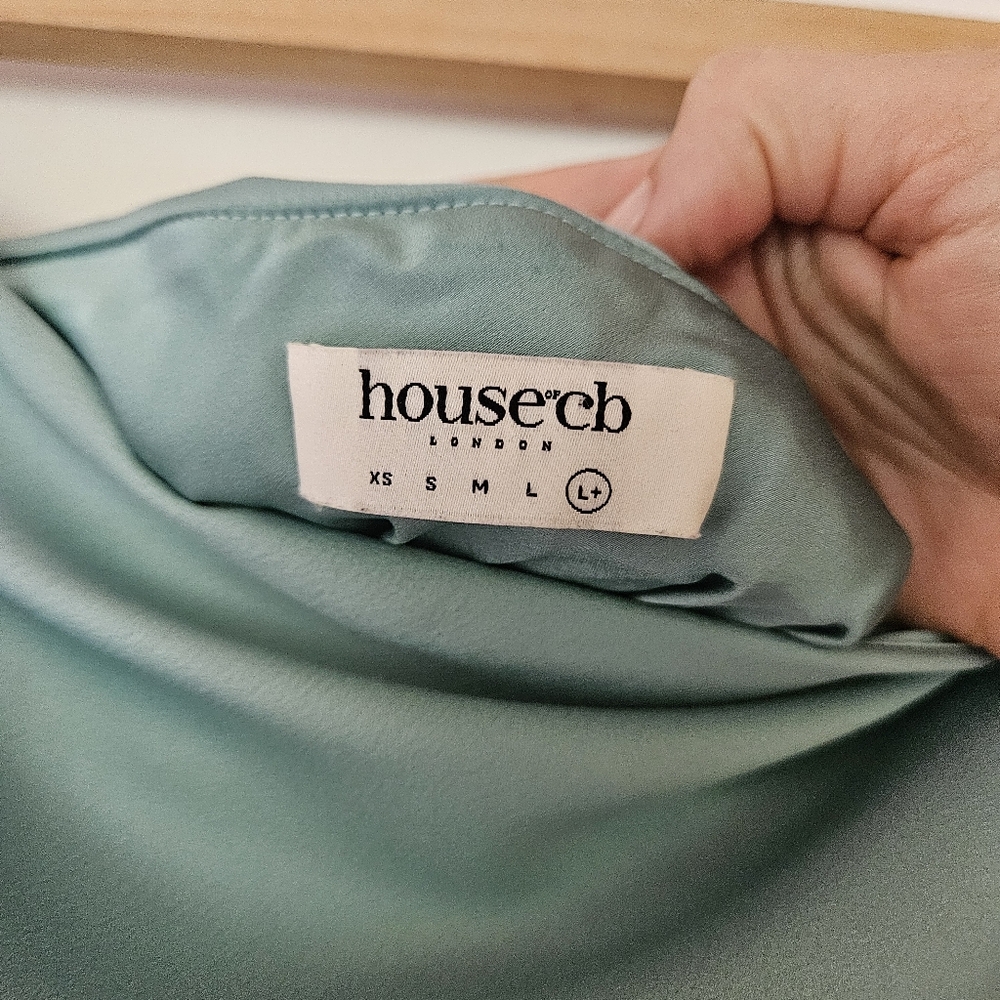 SOLD HOUSE of CB Alette Jade Satin  Strapless Maxi Dress Size XL - Picture 11 of 12
